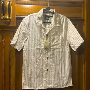 NWT Dockers White with Grey Stripes Regular Fit Shirt Size Medium